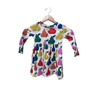 Hanna Andersson Girls' Cotton Rib Dress in Colorful Pear, Size 4 Long Sleeve